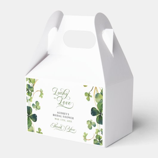 ラブ&ラック ウェディングシャワー グリーン サンキュー フェイバーボックス (正面サイド)