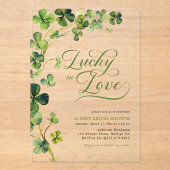 ラブ&ラック グリーン シャムロック ブライダルシャワー アクリル招待状 (正面)