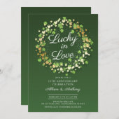 ラブ&ラック ゴールデン シャムロック 結婚記念日パーティー 招待状 (正面/裏面)
