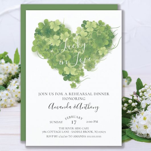 ラブ＆ラック シャムロック ハート リハーサル ディナー 招待状