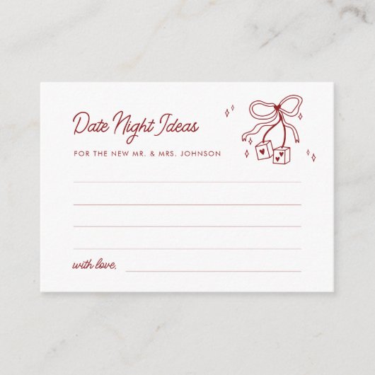 ラブ&ラック ヴェガス デートナイト アイデア ブライダルシャワー エンクロージャーカード (正面)