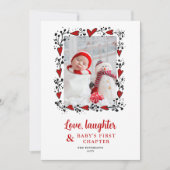 ラブ ラフター ハート ホリデー ベイビー アナウンスメント シーズンカード (正面)