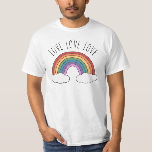 ラブ ラブ ラブ レインボー Tシャツ (正面)