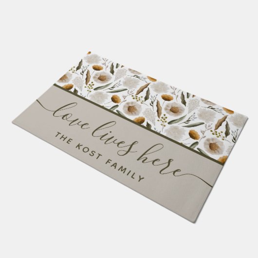 ラブ リブズ ヒア ドア マット (アングル)