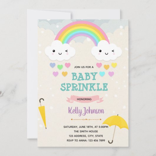 ラブ・レイン・シャワー誕生日パーティーの招待 招待状 (正面)