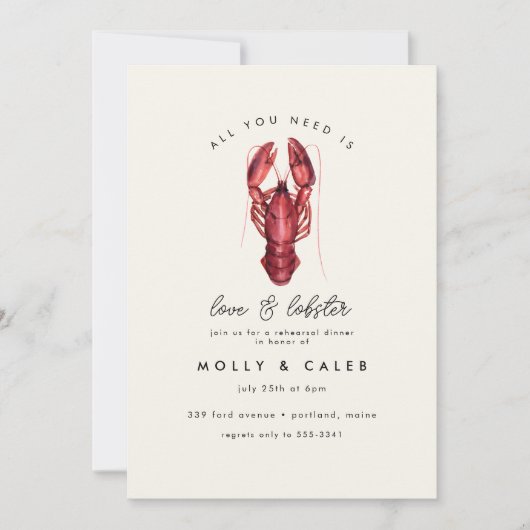 ラブ&ロブスターシーフード海リハーサルディナー 招待状 (正面)