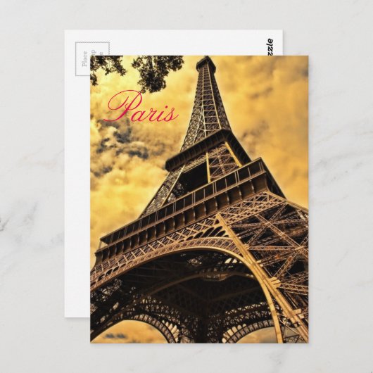 ラブ&ロマンスシティパリエッフェルタワーフランス ポストカード (正面/裏面)