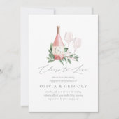 ラブ ワイン テイスティングエンゲージパーティーのお祝い 招待状 (正面)