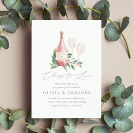 ラブ ワイン テイスティングエンゲージパーティーのお祝い 招待状