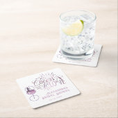 ラブ ワイン テイスティング エレガント ブライダル シャワー スクエアペーパーコースター (インサイチュ)