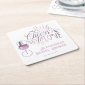 ラブ ワイン テイスティング エレガント ブライダル シャワー スクエアペーパーコースター (アングル)