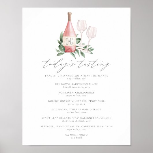 ラブ ワイン テイスティング メニュー サインにお祝いを ポスター (正面)