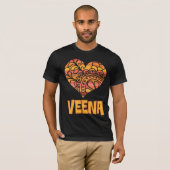 ラブ・ヴィーナ・オレンジ・マンダラ・ハート・インド音楽 Tシャツ (正面フル)