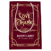 ラブ&感謝していアールデコの結婚金ゴールド・ブルゴーニュ ミディアムペーパーバッグ (正面)