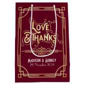 ラブ&感謝していアールデコの結婚金ゴールド・ブルゴーニュ ミディアムペーパーバッグ (裏面)