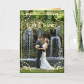 ラブ&感謝していアールデコ金ゴールドグリーン写真の追加 サンキューカード (正面)