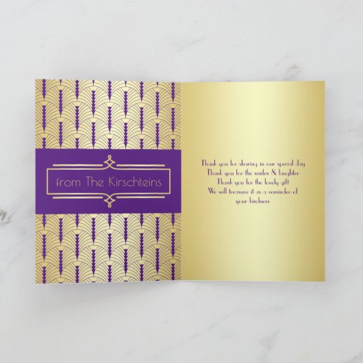 ラブ&感謝していアールデコ金ゴールド紫の写真を追加 サンキューカード (内部)