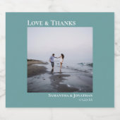 ラブ&感謝していシンプルミニマルティール（緑がかった色）結婚ズ スパークリングワインラベル (シングルラベル)