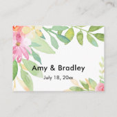 ラブ&感謝していタイポグラフィピンクフローラ結婚式の引き出物 エンクロージャーカード (裏面)