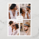 ラブ&感謝していバラゴールドフォイル写真サンキューカード 箔招待状 (正面)