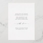 ラブ&感謝していバラゴールドフォイル写真サンキューカード 箔招待状 (裏面)