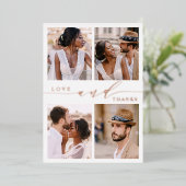 ラブ&感謝していバラゴールドフォイル写真サンキューカード 箔招待状 (立ち正面)