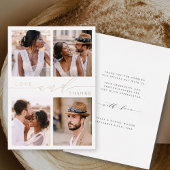 ラブ&感謝していバラゴールドフォイル写真サンキューカード 箔招待状