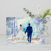 ラブ&感謝していバラホイル結婚のサンキューカード 箔シーズンカード (立ち正面)