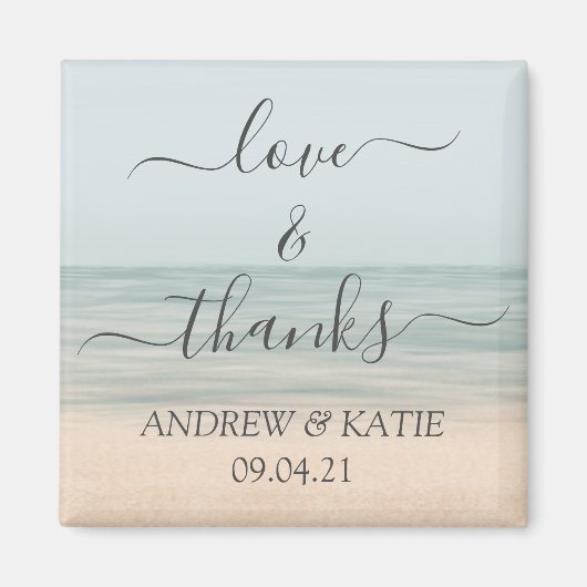 ラブ&感謝していビーチフロントヴィンテージ結婚ハワイアン マグネット (正面)