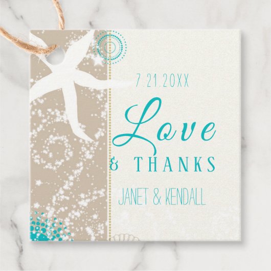 ラブ&感謝していビーチ結婚式 フェイバータグ (正面)