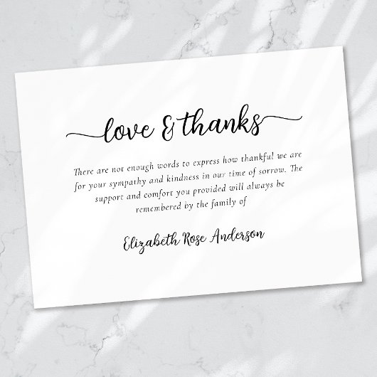 ラブ&感謝してい悔やみや弔慰葬儀 サンキューカード