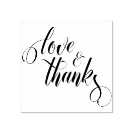 ラブ&感謝してい精巧なスクリプトタイポグラフィ ラバースタンプ