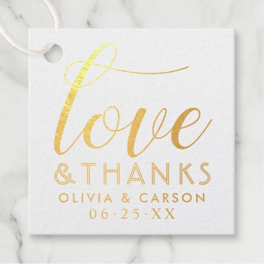 ラブ&感謝してい結婚モダンモノグラム写真 フェイバータグ (正面)