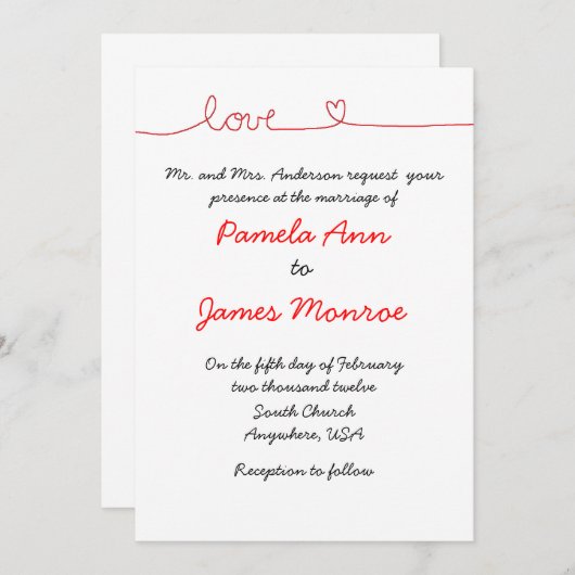 "ラブ" 招待状 (正面/裏面)