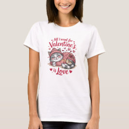 ラブ 猫 あったか バレンタイン Tシャツ
