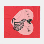 ラブ 猫 フリースブランケット (正面(横))