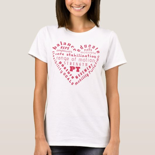 ラブ 理学療法 ハート ワード アート Tシャツ (正面)