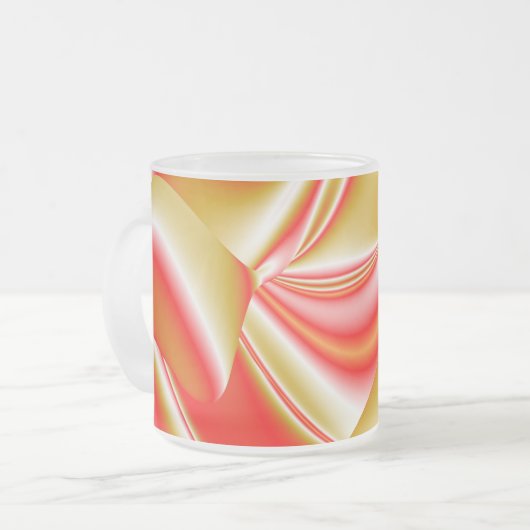 ラブ&金ゴールド抽象芸術3Dレインボワート フロストグラスマグカップ (正面左)