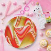 ラブ&金ゴールド抽象芸術3Dレインボワート ペーパープレート (パーティー)