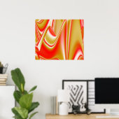 ラブ&金ゴールド抽象芸術3Dレインボワート ポスター (ホームオフィス)