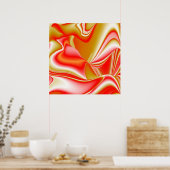 ラブ&金ゴールド抽象芸術3Dレインボワート ポスター (キッチン)