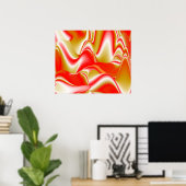 ラブ&金ゴールド抽象芸術3Dレインボワート ポスター (ホームオフィス)