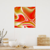 ラブ&金ゴールド抽象芸術3Dレインボワート ポスター (キッチン)