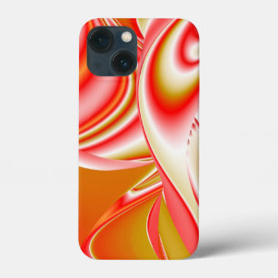 ラブ&金ゴールド抽象芸術3Dレインボワート iPhone 13 MINIケース