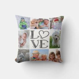 ラブ 8枚写真コラージュ（背景色変更可能） クッション