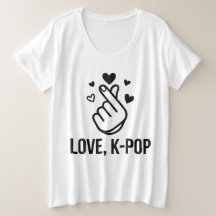 ラブ K-POP フィンガーハート グラフィックTシャツ