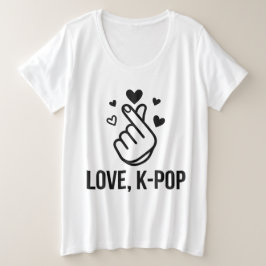 ラブ K-POP フィンガーハート グラフィックTシャツ プラスサイズTシャツ
