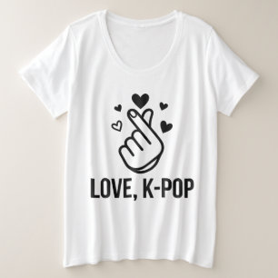 ラブ K-POP フィンガーハート グラフィックTシャツ プラスサイズTシャツ