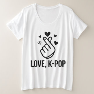 ラブ K-POP フィンガーハート グラフィックTシャツ プラスサイズTシャツ