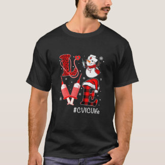 ラブCVICUナースライフ雪だるまシリンジクリスマスニュー Tシャツ
